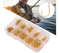 SPYMINNPOO Anzuelos de Pesca 500 Uds. Anzuelos Circulares de Púas de Acero con Alto Contenido de Carbono Súper Afilados para Perca de Carpa de Agua Dulce y Agua Salada (El Tubo Dorado Paga 500