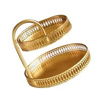 SPYMINNPOO Bandeja de Pastelería Decorativa de Cobre Dorado de Doble Capa para Bodas, Plato de Exhibición de Postre, Plato de Postre de Frutas Dulces para Fiesta en Casa, Hecho de Cobre (Grano