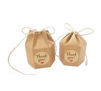 SPYMINNPOO Caja Hexagonal para Dulces, Caja de Regalo Duradera para Bodas, Fiestas de Cumpleaños, 50 Unidades para Ocasiones Felices (Papel café)