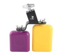 SPYMINNPOO Campana de Vaca de de Madera, Instrumento de Percusión ABS Cuadrado Amarillo y Morado con Soporte de Metal, Sonido Claro para Cultivar el Sentido del Ritmo Musical de los Niños