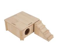 SPYMINNPOO Casa de Madera para Hámster con Escalera, Escondite de Alta Densidad y Larga Duración, Troncos Naturales para Masticar Dientes Sanos, Juguete de Escalada para Mascotas Pequeñas