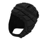 SPYMINNPOO Casco de Cáscara Blanda para Adultos, Casco de Fútbol de Rugby de Esponja EVA con Correa Ajustable y Ventilaciones Transpirables, para Fútbol Rugby Ciclismo Esquí (Black)