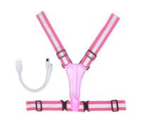 SPYMINNPOO Chaleco Reflectante, Chaleco de Seguridad LED de Alta Visibilidad con Tiras Reflectantes de 360° para Correr Nocturno, Andar en Bicicleta y Caminar (Pink)