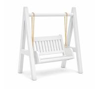 SPYMINNPOO Columpio de Casa de Muñecas 1/12, Columpio de Porche de Madera en Miniatura con Cadena de Oro, Mini Decoración de Casa de Muñecas Blanca