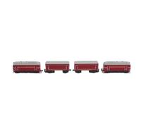 SPYMINNPOO Conjunto de Trenes de Juguete Retro a Escala 1:60, 4 Pcs Aleación de Juguetes para Niños, Trenes Modelo Alimentados por Fricción (Rojo)