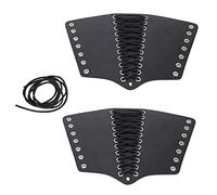 SPYMINNPOO Elegante Kit de Pulsera Punk de 2 Juegos para Luchadores y Actores de Cine - Brazalete de PU Negro para Exteriores