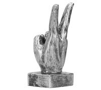 SPYMINNPOO Escultura de Gesto de Dedo de Resina, Decoración Artística para el Hogar y la Oficina, Regalo de Inauguración, Adorno de Escritorio para Sala de Estar, 6,1x2,2x2,8 Pulgadas (Silver)