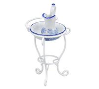 SPYMINNPOO Exquisito Juego de Soporte para Lavabo de Casa de Muñecas 1:12, Accesorios de Baño en Miniatura Realistas para Decoración de Dormitorio, Cerámica de Metal