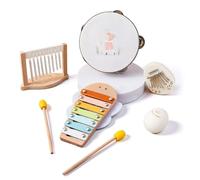 SPYMINNPOO Instrumentos Musicales para Niños Pequeños, 10 Piezas Montessori de Madera Natural, Juego de Juguetes Musicales para Bebés de 1 a 3 Años