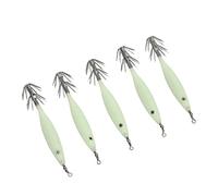 SPYMINNPOO Jigs de Calamar Luminosos, 5 Piezas de Señuelos de Pesca con Anzuelo de Acero con Alto Contenido de Carbono con Cuerpo Que Brilla en la Oscuridad para Pesca de Agua Dulce en Agua