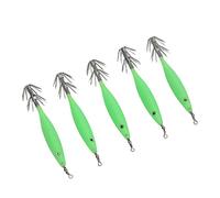 SPYMINNPOO Jigs de Calamar Luminosos, 5 Piezas de Señuelos de Pesca con Anzuelo de Acero con Alto Contenido de Carbono con Cuerpo Que Brilla en la Oscuridad para Pesca de Agua Dulce en Agua (Verde