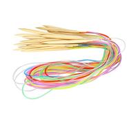 SPYMINNPOO Juego de 18 Agujas Circulares de bambú de Colores, Agujas de Conexión de Tubo Flexibles y Livianas para Bufandas, Suéteres, Cojines, Ideal para la Mayoría de los Proyectos de Tejido (120cm)