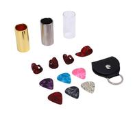 SPYMINNPOO Juego de Tobogán de Guitarra, Kit de Accesorios de Instrumentos con 6 Piezas Selecciones y 4 Piezas Cotizas de Vidrio de Acero Inoxidable para Guitarras Banjo Ukulele