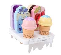 SPYMINNPOO Juguetes de Helado, Juego de Madera para Mostrador de Helado, Comida de Juguete para Niños con Base de Cuchara para Mostrador de , Juguetes Montessori para Niñas y Niños,