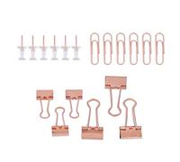 SPYMINNPOO Kit de Clips de Oficina Precisos, Chinchetas de Metal Duradero, Clips de Papel, Juego de Carpetas, Suministros de Oficina para Organizar Documentos y Archivos, Azul Claro y Oro Rosa, 72