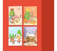 SPYMINNPOO Lindos Cuadernos de Dibujos Animados, 32 Páginas para Escribir Listas de Tareas para Niños, Encuadernación de Uñas Segura, Lindos Cuadernos para Niñas (Encuentro en Navidad (precio único))
