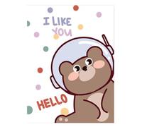 SPYMINNPOO Lindos Cuadernos de Dibujos Animados, 32 Páginas para Escribir Listas de Tareas para Niños, Encuadernación de Uñas Segura, Lindos Cuadernos para Niñas (Oso espacial (precio único))