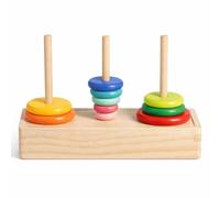 SPYMINNPOO Logica Puzzles Art, Tower of Hanoi, 10 Anillos, Rompecabezas de Madera, Juguete Lógico con Caja de Almacenamiento para Niños de 5 Años en Adelante(Torre de Hanoi en Caja Grande)