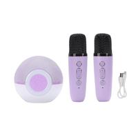 SPYMINNPOO Máquina de Karaoke, Altavoz Portátil con 2 Micrófonos, 5 Efectos de Voz y Luces Coloridas para Fiestas en Casa, Viajes Al Aire (Purple)