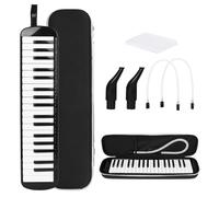 SPYMINNPOO Melodica Teclado de Piano de Aire de 37 Teclas con Placa de Lengüeta de Latón, 2 Tubos, 2 Boquillas, Estuches Rígidos de EVA para Niños, Adultos, Rendimiento en el Aula (BLACK)