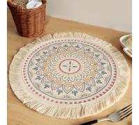 SPYMINNPOO Posavasos Redondo, Suave y Cómodo, Tejido con Aislamiento Térmico, para Decoración de Cocina y Regalo para Personas, Material de Algodón Poliéster (C Pequeño)