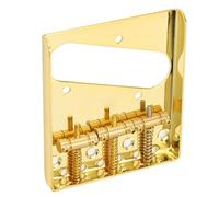 SPYMINNPOO Puente de Guitarra Eléctrica, Paso de Silla de Acero Estilo Vintage 3 para Telecaster, con Llave Hexagonal y Tornillos para una Fácil Instalación, Dorado 54 Mm