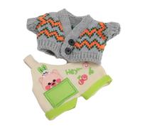 SPYMINNPOO Ropa de Muñeca Plushie, Patrón de Cerdito Suave y Cómodo para Muñeca de Felpa de Algodón, Traje de 20cm, Abrigo, Pantalones, Conjunto de Regalo de Cumpleaños para Niños (Naranja Gris)