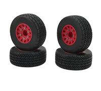 SPYMINNPOO Rueda de Camión RC, 1/10 Neumáticos de Camión de Curso Corto, Agarre de Amortiguación Fuerte, Compatible con ARRMA (Rojo)