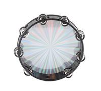 SPYMINNPOO Timbrel de Cascabeles de Metal de 16 Pares de Doble, Pandereta de 10 Pulgadas para Fiestas, Conciertos, Bodas, Acero Inoxidable ABS (flor)