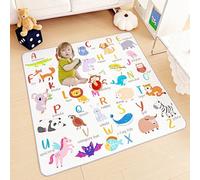 SQAQS Alfombra Bebe Acolchada Plegable, 130 * 130 cm, Estructura de Cuatro Pisos Alfombra de Juego Lavable a Máquina, Alfombra De Juegos para Bebés, Habitaciones Infantiles Salas De Juegos (Letras)