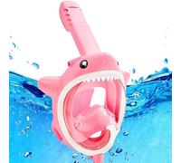 SQAQS Máscara de Snorkel Infantil, Diseño de Succión de Agua Anti - Asfixia, Cara Completa Máscara de Snorkel de Respiración, Adecuada para Nadadores Principiantes de 3-8 Años (Polvo de Tiburón)