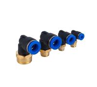 SQING 20 piezas de codo neumático PL, conector rápido de aire con rosca macho BSP de 1/4, 3/8, 1/2 y 1/8 pulgadas, en forma de L, for manguera de 6 mm, 8 mm, 10 mm y 12 mm.(PL6-04,500 pcs)