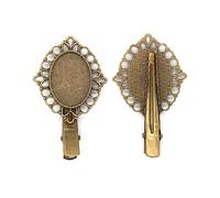 SQMSK 18*28MM 30 Uds. Pinzas para el cabello de Metal con forma de oso, bandeja, pasadores para el cabello, horquillas para el cabello con bandeja en blanco, bandejas de configuración de bisel redondo