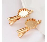 SQMSK 3.4-6CM 2 Piezas Bandeja de Pinzas para el Cabello de Metal Dorado Bandeja de pasadores para el Cabello Horquillas para el Cabello con Bandeja en Blanco Bandejas de configuración de Bisel Redond