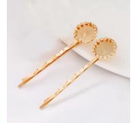 SQMSK 3.4-6CM 2 Piezas Bandeja de Pinzas para el Cabello de Metal Dorado Bandeja de pasadores para el Cabello Horquillas para el Cabello con Bandeja en Blanco Bandejas de configuración de Bisel Redond