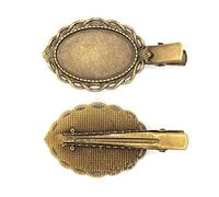 SQMSK 40 * 20 MM 30 Stück ovale Haarspangenschale aus Metall Haarspangenschale Haarnadeln mit leerer Schale runde Lünettenfassungen Schalen für Haarnadel
