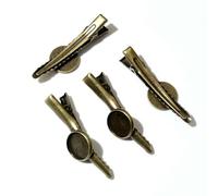 SQMSK 45 * 20 MM, 10 Stück, silberfarbenes Metall-Haarspangen-Tablett, Haarspangen-Tablett, Haarnadeln mit leerem Tablett, runde Lünetteneinstellungen, Tabletts für Haarnadeln