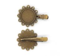 SQMSK 50 * 25 MM 50 Stück Sonnenblumen-Haarspangen aus Metall, Tablett, Haarspangen, Tablett, Haarnadeln mit leerem Tablett, runde Lünette, Tabletts für