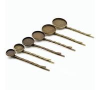 SQMSK 60 * 20 MM 10 Stück Silber Metall Haarspangen Tablett Haarspangen Tablett Haarnadeln mit leerem Tablett Runde Lünette Einstellungen Tabletts für Haarnadel