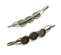SQMSK 70 * 10 MM 6 Stück Retro-Haarspangen-Tablett aus Metall Haarspangen-Tablett Haarnadeln mit leerem Tablett Runde Lünetteneinstellungen Tabletts für Haarnadel