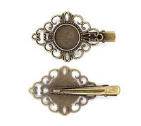 SQMSK Clip de 40 mm, 50 piezas, pinzas para el cabello de metal, bandeja, pasadores para el cabello, bandeja, horquillas para el cabello con bandeja en blanco, bandejas de configuración de bisel redo
