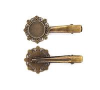 SQMSK Clip de 40 mm, 50 piezas, pinzas para el cabello de metal, bandeja, pasadores para el cabello, bandeja, horquillas para el cabello con bandeja en blanco, bandejas de configuración de bisel redo