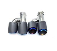 SQOFHFB Extremos Tubo Escape Coche 1 Par De Silenciadores Cuádruples Universales Acero Inoxidable Y Fibra Carbono Mate Estilo H con Extremo Azul Silenciador de Escape(76MM IN-101MM out)