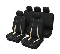 SQOFJDF Protector Asiento Fundas Asientos para Peugeot para 207 Fundas De Asiento Coche 5 Plazas Juego Completo-Banco Sólido para Trasero Universal para Camión/SUV(Beige Full Set)