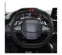 SQOFJGIGN Funda Volante para Peugeot 308 III 2021 2022 Funda para Volante Coche Fibra De Carbono + Gamuza + Cuero PU Accesorios Antideslizantes para Interior Automóvil Volante Coche(Negro)