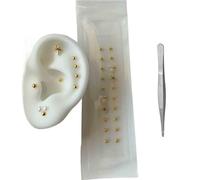SQOYEI Cuentas Magnéticas Acupuncture Semillas de Oreja Estimulación del Estrés Cristal Semillas Prensa Orejas Con Pinzas Masaje de Oídos Bodas(Gold - 20pcs)