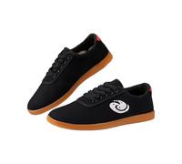 SQOYEI Zapatos de Taekwondo para Hombre Antideslizantes Transpirables, Parte Superior de Lona Suela de Goma para Taekwondo, Kárate Unisex Tai Chi Zapatos(Black,40EU_C)