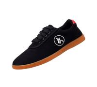 SQOYEI Zapatos de Taekwondo para Hombre Antideslizantes Transpirables, Parte Superior de Lona Suela de Goma para Taekwondo, Kárate Unisex Tai Chi Zapatos(Black,39EU_B)