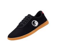 SQOYEI Zapatos de Taekwondo para Hombre Antideslizantes Transpirables, Parte Superior de Lona Suela de Goma para Taekwondo, Kárate Unisex Tai Chi Zapatos(Black,43EU_A)