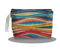 SQQCMM Bolsa de maquillaje vintage con diseño de arco iris, regalos con temática de arcoíris bohemio para amantes, niñas, madres y mujeres, bolsa de maquillaje de lona con cremallera, bolsas de viaje